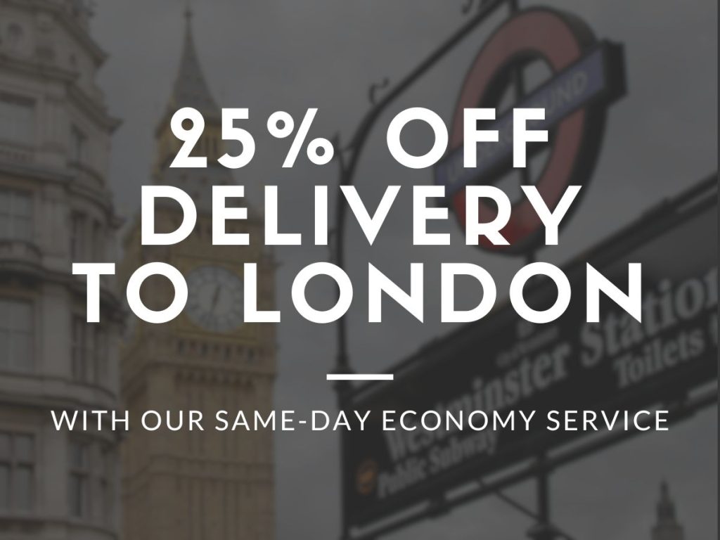 25% off deliver to London with our same-day economy courier service.