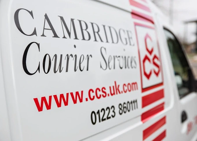 CCS Logo Signprinted, on the way to complete a next-day delivery.
