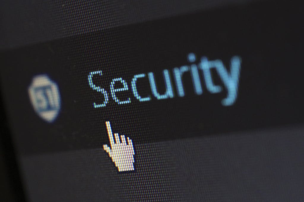 "Security" displayed on a monitor. It is vital for an IT & Technology courier to be secure.